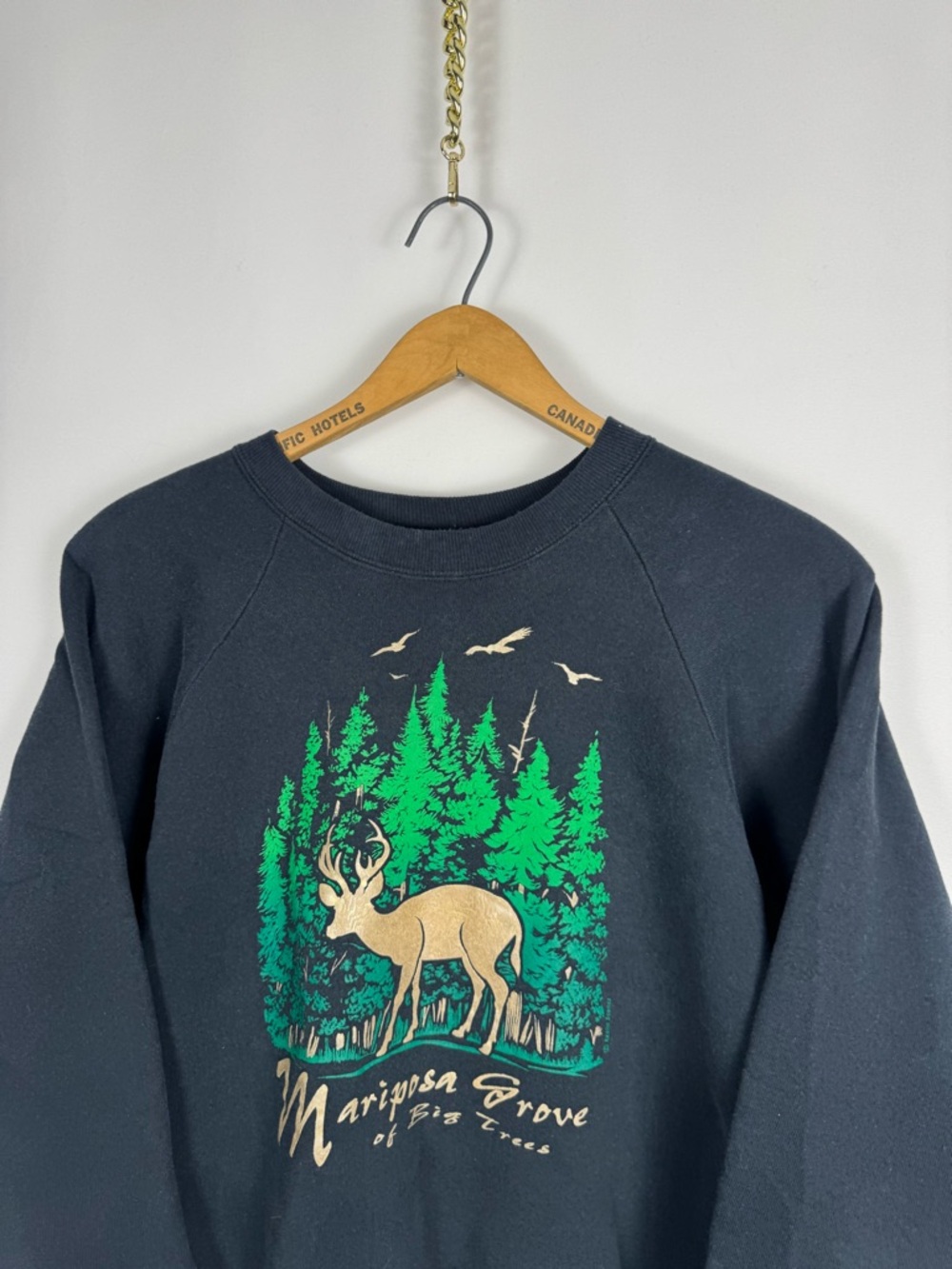 Vintage 90s Buck Forest Graphic Crewneck Men’s Black Sweater with Buck Print - Picture 4 of 7